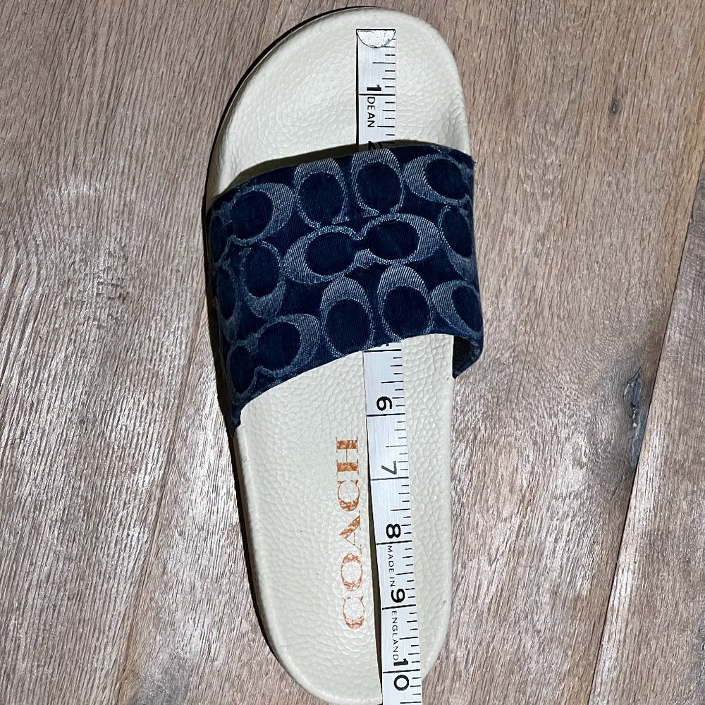 SOLD NEW Authentic Coach Udele Signature Monogram Denim Pool Slides in Denim 10 - Picture 12 of 12